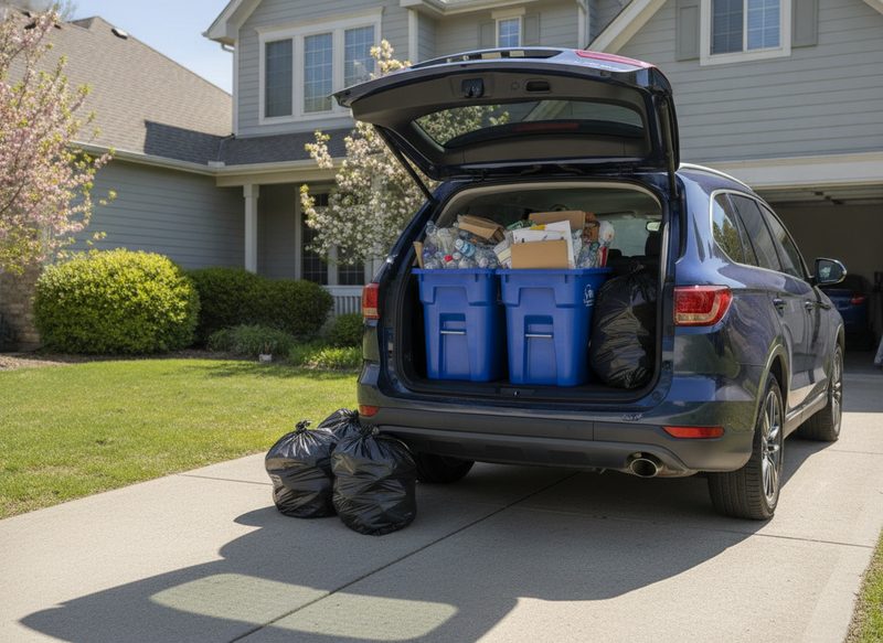 Recycling and trash loaded for a dump run